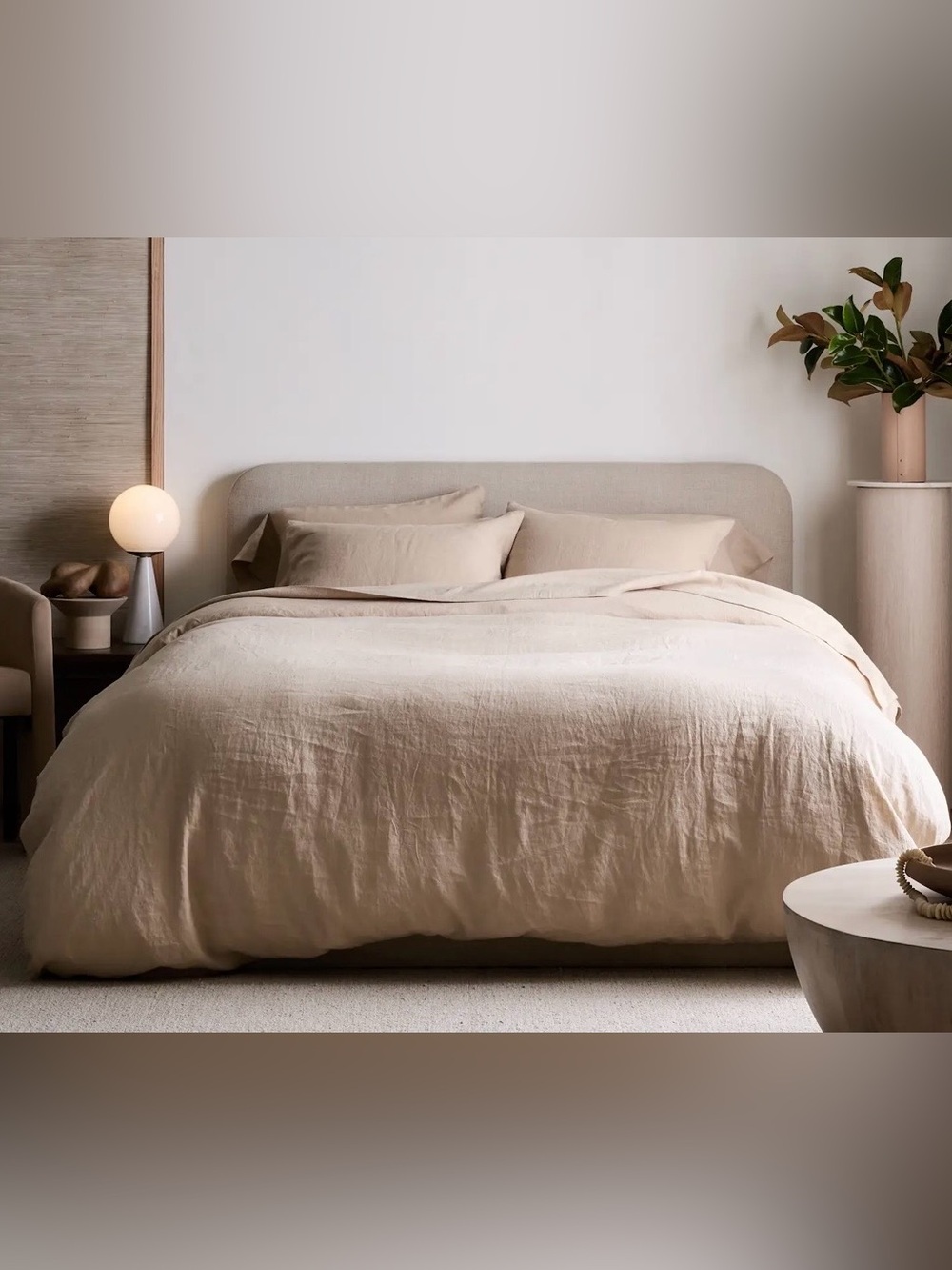 NWT Quince European Linen 3 Piece Duvet Cover Set, Full/Queen (Toffee)
